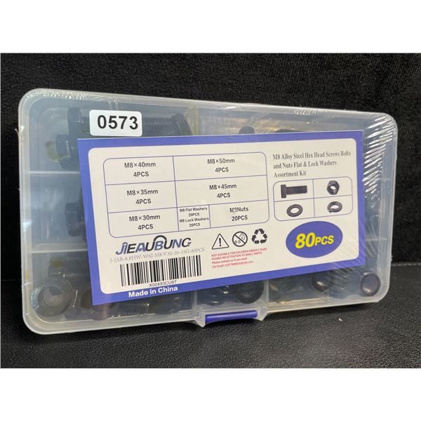 80PC Pack of M8 Assorted Hex Head Screws/Bolts/Nuts Set - New