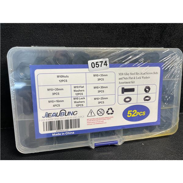 52-Pack of M10 Alloy Steel Assorted Hex Head Screws, Bolts and Nuts - New