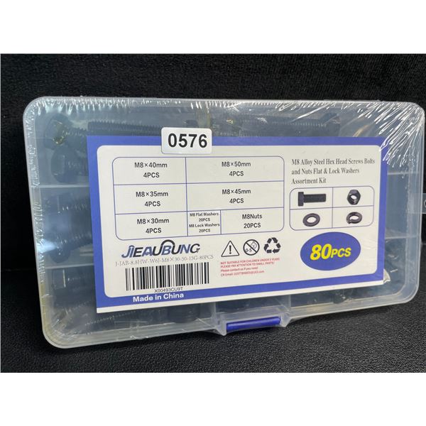 80PC Pack of M8 Assorted Hex Head Screws/Bolts/Nuts Set - New