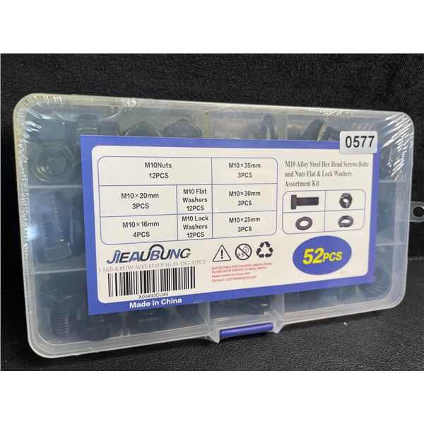 52-Pack of M10 Alloy Steel Assorted Hex Head Screws, Bolts and Nuts - New