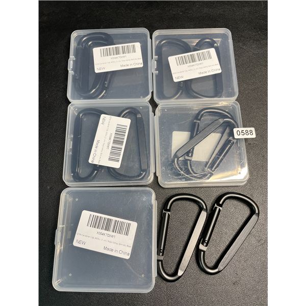5 Packs of 3" Heavy-Duty Carabiner Clips (2 Per Pack/10 Total) - Black - New