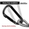 Image 4 : 5 Packs of 3" Heavy-Duty Carabiner Clips (2 Per Pack/10 Total) - Black - New