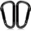 Image 6 : 5 Packs of 3" Heavy-Duty Carabiner Clips (2 Per Pack/10 Total) - Black - New
