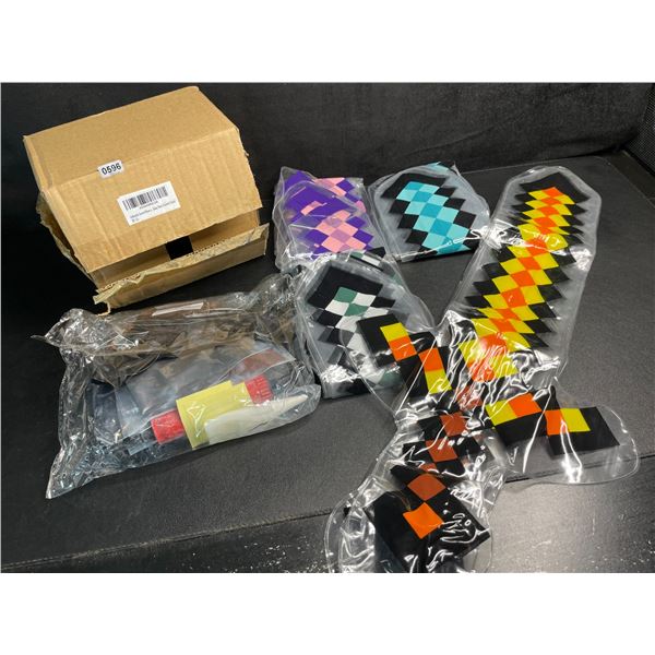 12PC Inflatable Minecraft/Pixel Swords - Assorted Colors - New