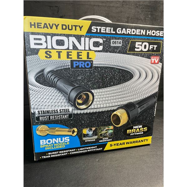 50FT Bionic Steel Pro Heavy-Duty Steel Garden Hose with Spray Nozzle - Brand New!