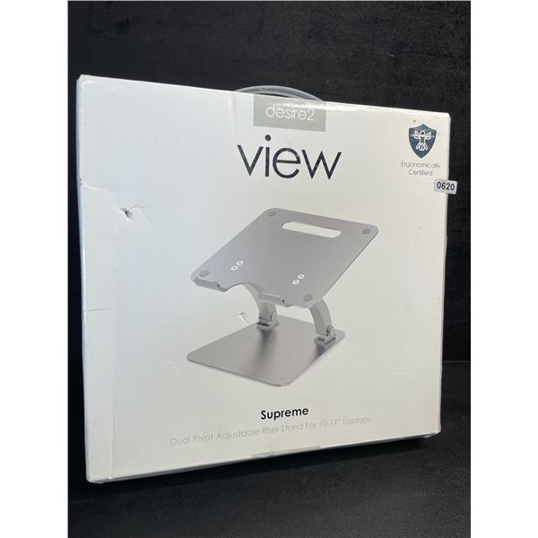 1 Desire2 View Supreme Dual Pivot Adjustable Laptop Riser Stand - For 10-17" Laptops - New