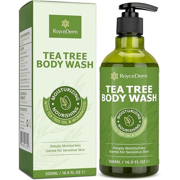 1 RoyceDerm Tea Tree Body Wash (500ml) Soothing for Dry/Itchy Skin/Acne/Body Odor - New Sealed
