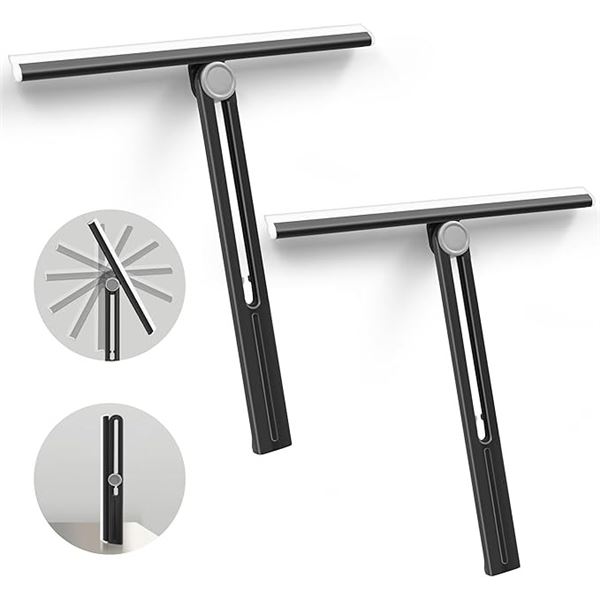 2 2-Packs of Newe Shower Squeegees for Glass (11") All-Purpose Rotating Squeegees - New