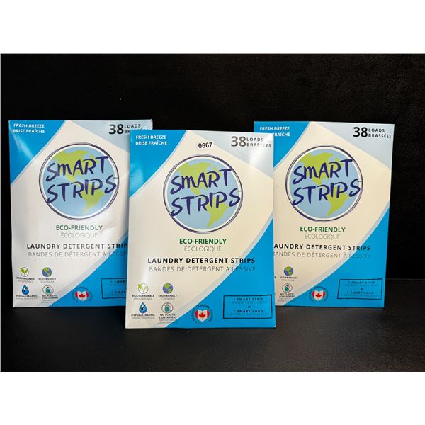 3 Packs of Smart Strips Eco-Friendly Laundry Detergent Strips; Fresh Breeze (38 Loads) - New