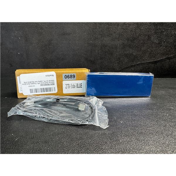 1 2TB Portable External USBC Hard Drive - Blue - New