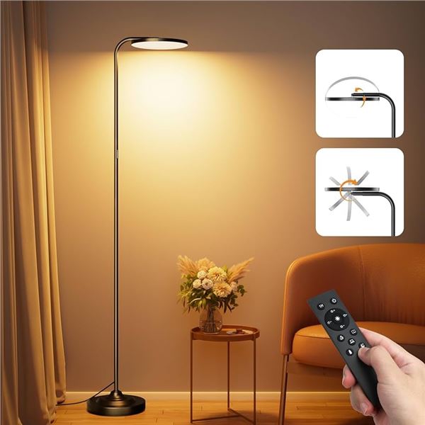 1 Sibrille 36Watt LED Modern Stepless Floor Lamp with Rotating Head - New