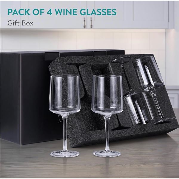 1 4-Pack of Navaris 13.5oz Wine Glasses - Clear - New