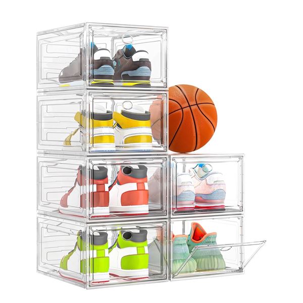 1 6-Pack of Thicken Sturdy Stackable Shoe/Storage Boxes - New