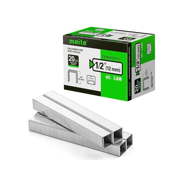 2 Boxes of 20GA 12mm Meite Galvanized Fine Wire Staples (5,040PER BOX!) - New