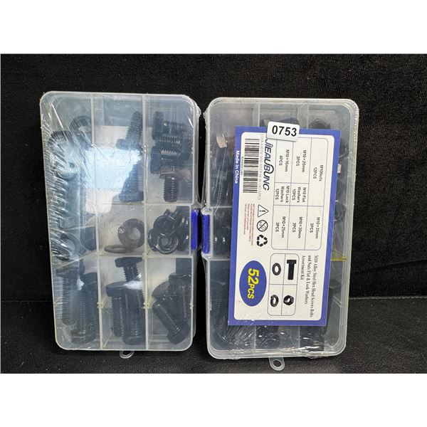 2 Assorted Multi Packs of M8 and M10 (52 and 80PCS) Alloy Steel Hex Head Screws - New