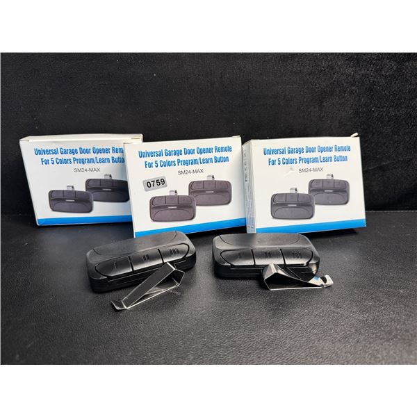 3 2-Packs of Universal Garage Door Opener Remotes with Clips - New