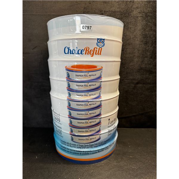 1 8-Pack of Choice Refill Diaper Pail Refill Cartridges Holds up to 2600 Diapers Total! - New
