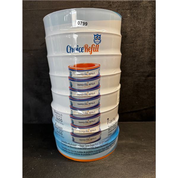 1 8-Pack of Choice Refill Diaper Pail Refill Cartridges Holds up to 2600 Diapers Total! - New