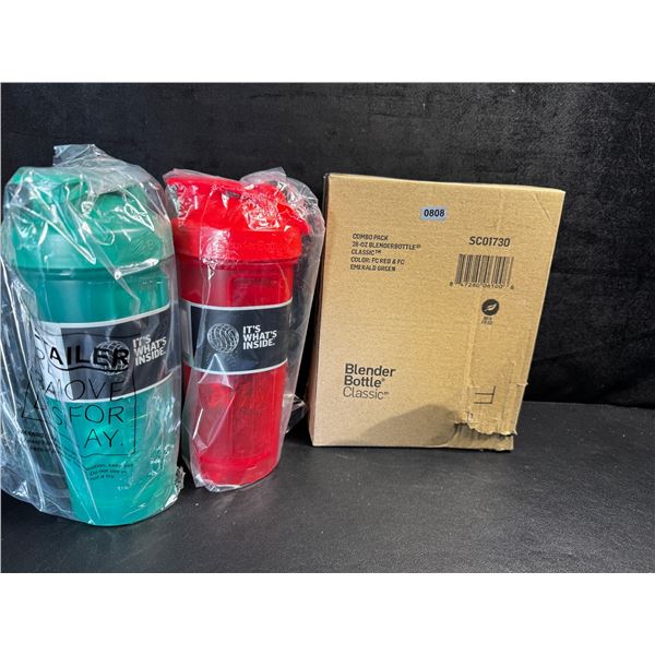 1 2-Pack of Teal and Red Blender Bottles - New