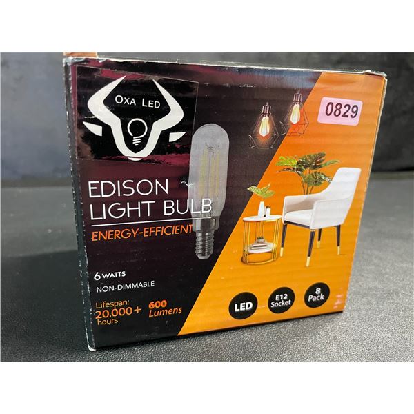 8-Pack of LED Edison Light Bulbs - 6W - E12 Socket - 5000K - New