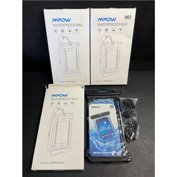 3 MPOW Waterproof Bags/Phone Pouches - Keeps Phone/Items Dry - Brand New