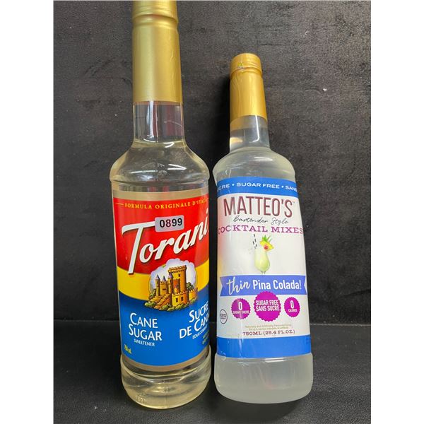 1 Torani Cane Sugar Syrup (750ml) & 1 Matteo's Cocktail Mix; Thin Pina Colada (25.4oz) - New