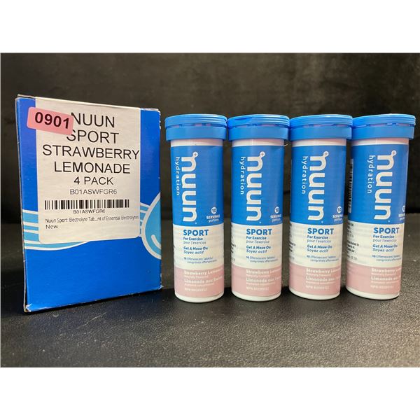 4-Tubes of Nuun Sport Electrolyte Drink Tablets; Strawberry Lemonade - New