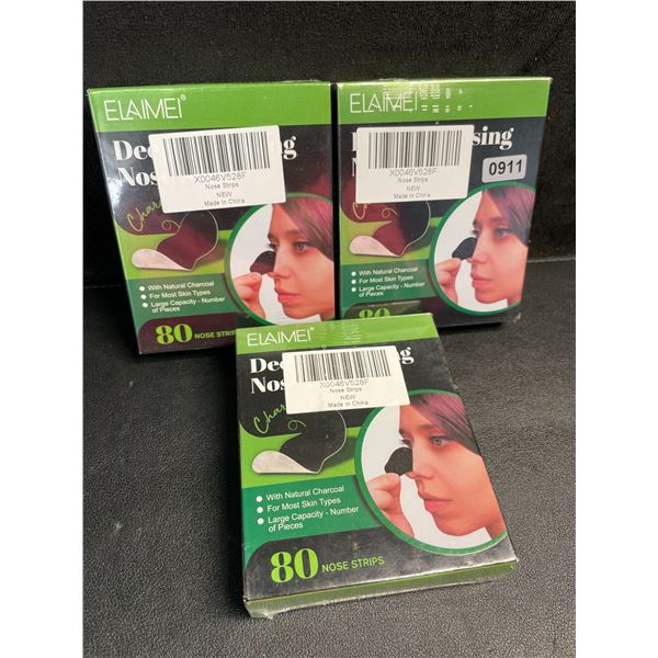 3 Packs of Charcoal Nose Strips/Blackhead Strips (80 Nose Strips Each) - New Sealed