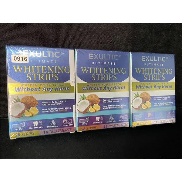 3 Boxes of Exultic Ultimate Teeth Whitening Strips - 28 Strips Per Box - New Sealed