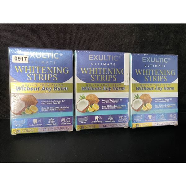3 Boxes of Exultic Ultimate Teeth Whitening Strips - 28 Strips Per Box - New Sealed