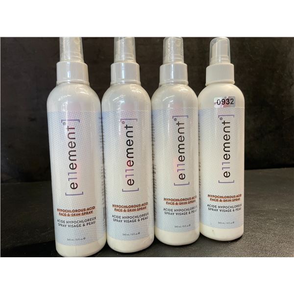 4 Bottles of e11ement Hypochlorous Acid Face & Skincare Sprays - 240ml Each - New Sealed