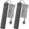 Image 1 : 2-Pack of Mifaso Power Bars/Surge Protector with 6-Outlets/4-USB Ports/Braided Cord - New