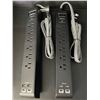 Image 3 : 2-Pack of Mifaso Power Bars/Surge Protector with 6-Outlets/4-USB Ports/Braided Cord - New