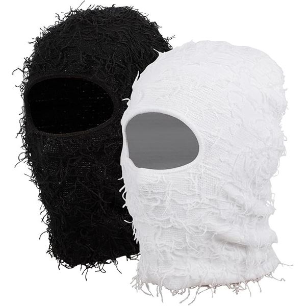 3 2-Packs of Fuzzy Balaclava Face Masks for Men/Women - Black/White Color (6 Total) - New