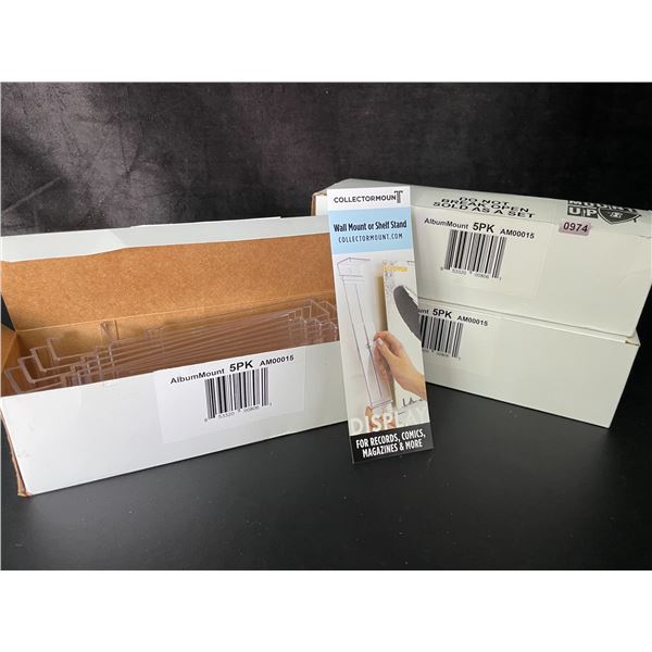 3 Boxes of Clear Acrylic Wall Mount Display Stands for Records/Comics/Magazines (5 Each/15 Total)
