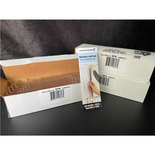 3 Boxes of Clear Acrylic Wall Mount Display Stands for Records/Comics/Magazines (5 Each/15 Total)