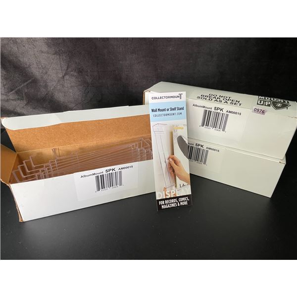 3 Boxes of Clear Acrylic Wall Mount Display Stands for Records/Comics/Magazines (5 Each/15 Total)