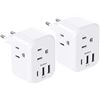 Image 1 : 2-Pack of European Travel Plug Adapters - Wall Plug Extenders/Multi-Outlet Wall Plugs - New