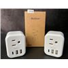 Image 2 : 2-Pack of European Travel Plug Adapters - Wall Plug Extenders/Multi-Outlet Wall Plugs - New