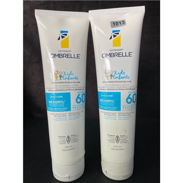 2 Garnier Ombrelle Kids SPF60 Sunscreens for Sensitive Skin - 300ml - Water-Resistant - New