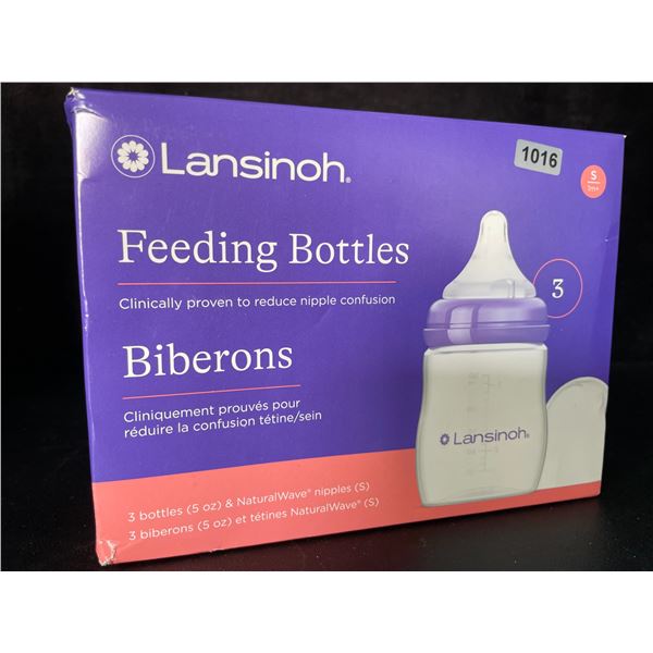Lansinoh 3-Pack of Baby Feeding Bottles (5oz) with NaturalWave Nipples - New