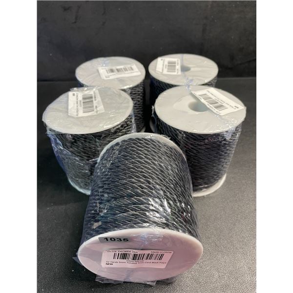5 Rolls of Black Twisted Trim Cord/Rope - 32 Yards/96FT Per Roll - New