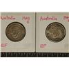 Image 1 : 2-AUSTRALIA SILVER 1 SHILLING COINS: 1943-S &