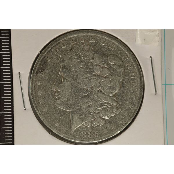 1885-O MORGAN SILVER DOLLAR WHIZZED