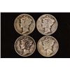 Image 1 : 4-SILVER MERCURY DIMES: 1918-D, 1935, 38-D AND