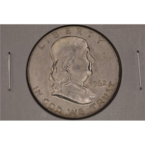 1962-D SILVER FRANKLIN HALF DOLLAR AU/UNC