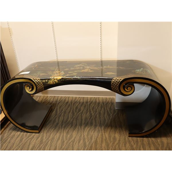 TABLE DE COCKTAIL BOIS PEINT DE STYLE ASIATIQUE 64"x19"x26"