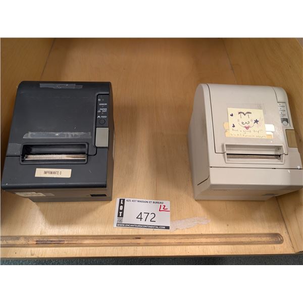 LOT: 2 IMPRIMANTES DE REÇUS EPSON *SANS CABLES* MODELES ASST