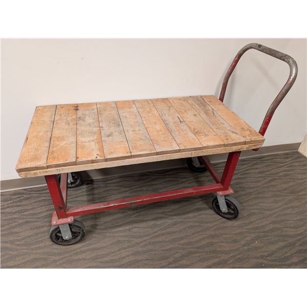 CHARIOT SURÉLEVÉ EN BOIS ET MÉTAL