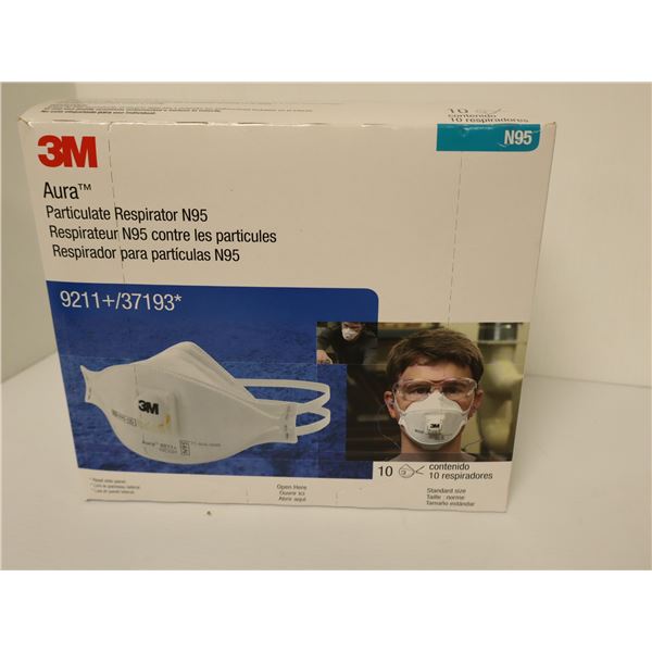 BTE DE 12 PQT DE 10 RESPIRATEUR N95 CONTRE LES PARTICULES 3M AURA 9211+/37193*